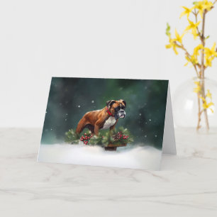 Boxer Christmas snow winter Card
