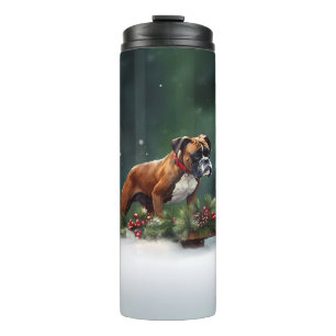 Boxer Christmas snow winter Thermal Tumbler