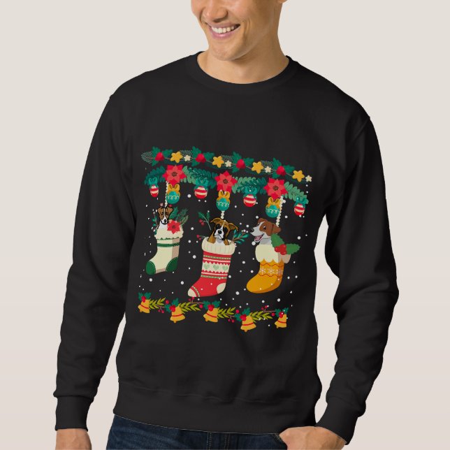 Boxer Christmas Socks X-Mas Lights Perfect Gift Sweatshirt (Front)