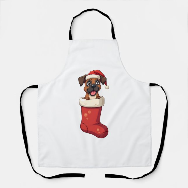 Boxer Christmas Stocking dog Apron (Front)