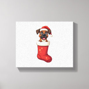 Boxer Christmas Stocking dog Canvas Print