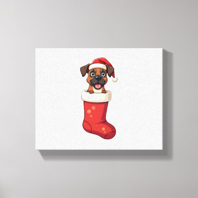Boxer Christmas Stocking dog Canvas Print (Front)