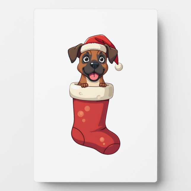 Boxer Christmas Stocking Plaque (Front)