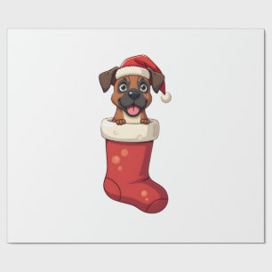 Boxer Christmas Stocking Wrapping Paper
