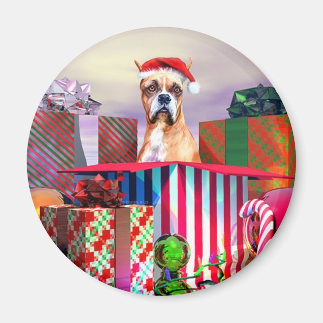Boxer Christmas Surprise Magnet (Front)
