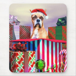 Boxer Christmas Surprise Mouse Pad