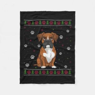 Boxer Christmas Sweater Xmas Pet Animal Dog Lover Fleece Blanket