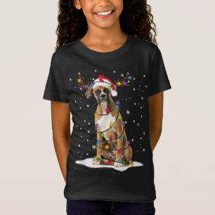 Boxer Christmas Tree Light Pajama Dog Lover Xmas G T-Shirt