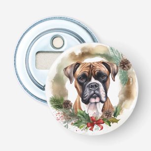 Boxer Christmas Wreath Festive Pup Bottle Opener