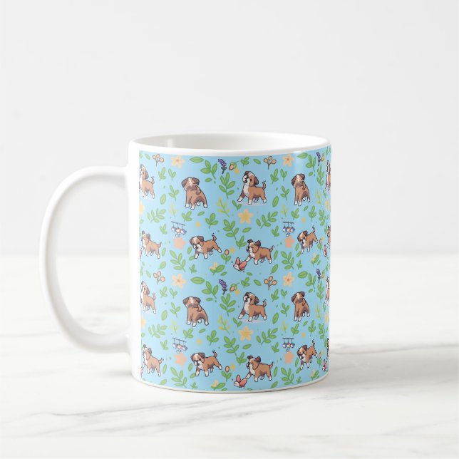 Boxer Coffee Mug Spring Floral Dog Lover Gift (Left)