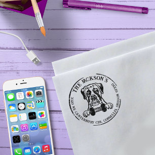 Boxer Custom Family Return Address    Rubber Stamp