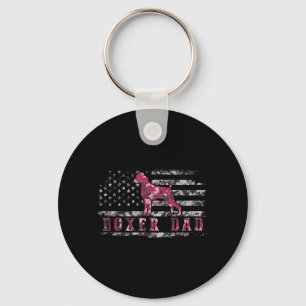 Boxer Dad Camo American Flag Camouflage USA Dog Key Ring