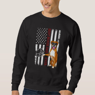Boxer Dad Dog Boxer Dog Apparel American Flag For  Sweatshirt