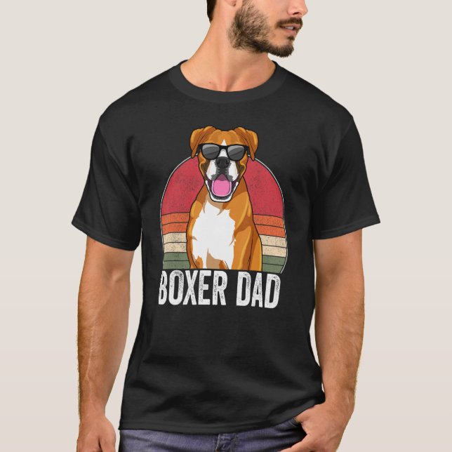 Boxer Dad Dog Boxer Dog Apparel Retro Sunset For M T-Shirt (Front)