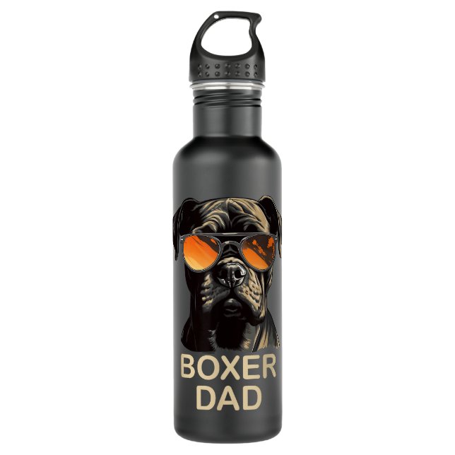 Boxer Dad Dog Owner Gift Funny Boxer Dog Lover Dad 710 Ml Water Bottle (Front)