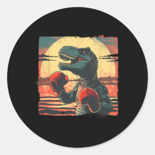 Boxer Dinosaur Boxing Dino Kickboxing T-rex Boxing Classic Round Sticker