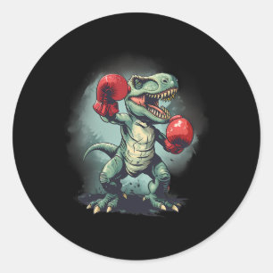 Boxer Dinosaur Boxing Dino Kickboxing T-rex Boxing Classic Round Sticker