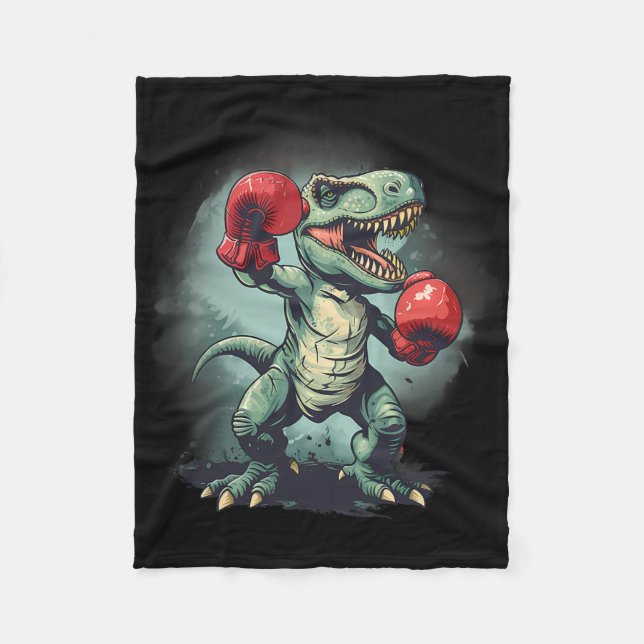 Boxer Dinosaur Boxing Dino Kickboxing T-rex Boxing Fleece Blanket (Front)