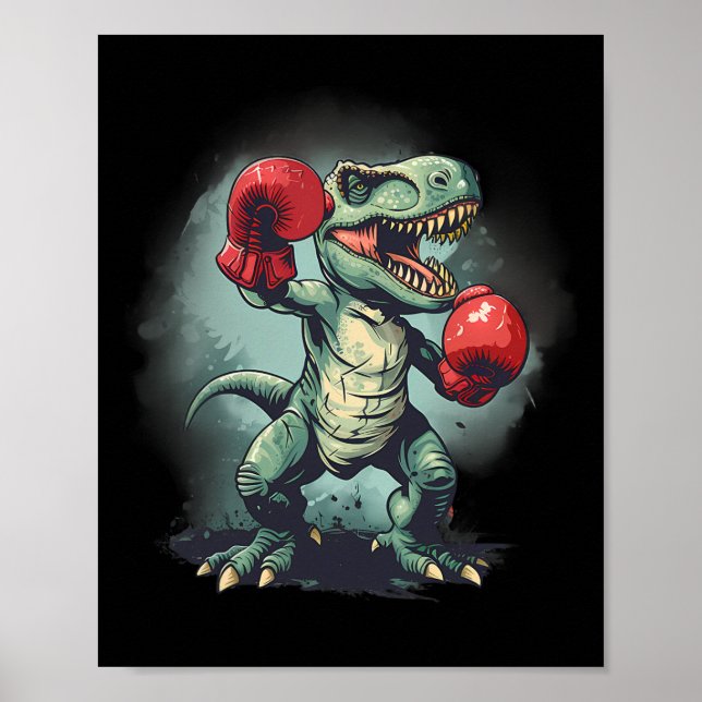 Boxer Dinosaur Boxing Dino Kickboxing T-rex Boxing Poster (Front)
