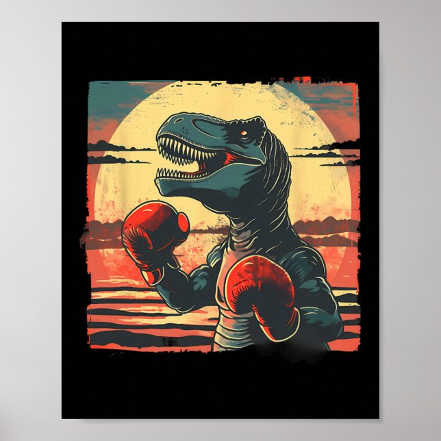 Boxer Dinosaur Boxing Dino Kickboxing T-rex Boxing Poster (Front)