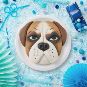 Boxer Dog 3D Inspired Paper Plate