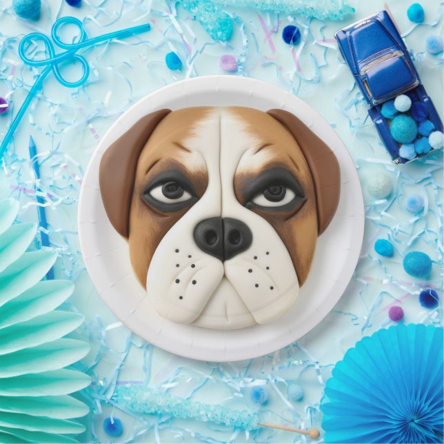 Boxer Dog 3D Inspired  Paper Plate (Party)