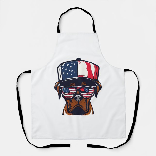 Boxer Dog 4th of July Apron (Front)