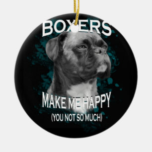 Boxer Dog Animal Lovers Art Text Ceramic Tree Decoration