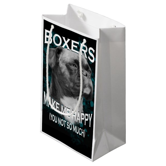 Boxer Dog Animal Lovers Art Text Small Gift Bag (Front Angled)