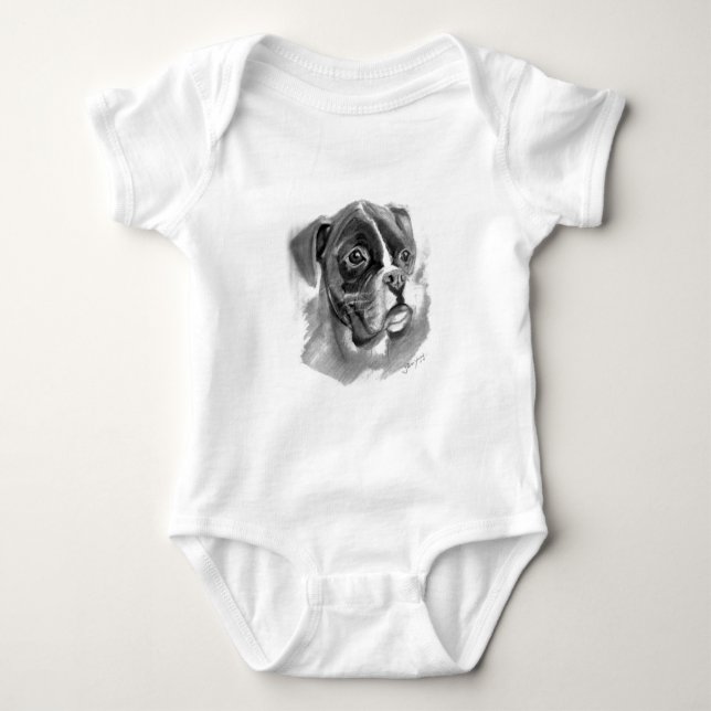 Boxer Dog Art Baby Bodysuit (Front)