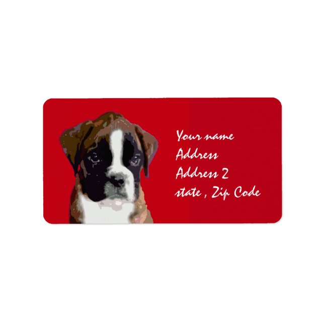 Boxer Dog Art Red address labels (Front)