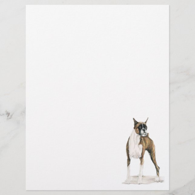Boxer Dog Art Stationery Letter Head (Front)