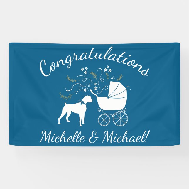 Boxer Dog Baby Shower Banner (Horizontal)