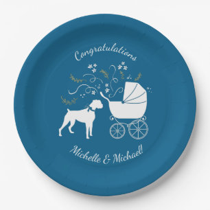 Boxer Dog Baby Shower Paper Plate