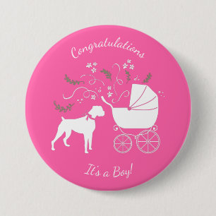 Boxer Dog Baby Shower Pink Girl 7.5 Cm Round Badge