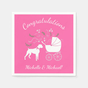 Boxer Dog Baby Shower Pink Girl Napkin