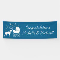 Boxer Dog Baby Shower Puppy Blue Boy