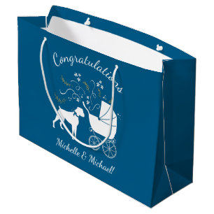 Boxer Dog Baby Shower Puppy Blue Boy Large Gift Bag