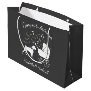 Boxer Dog Baby Shower Puppy Grey Large Gift Bag