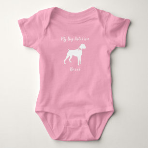 Boxer Dog Baby Shower Puppy Pink Girl Baby Bodysuit