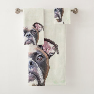 Boxer dog bath towel set