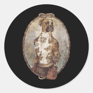 Boxer Dog Boxing Funny Boxer Art Box Club For Men  Classic Round Sticker