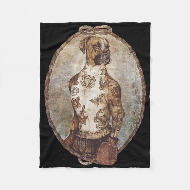 Boxer Dog Boxing Funny Boxer Art Box Club For Men  Fleece Blanket (Front)