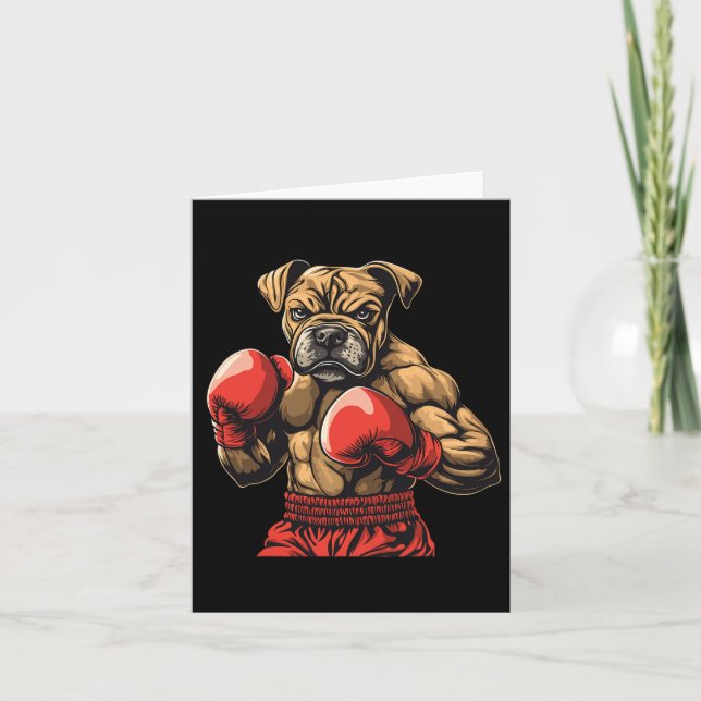 Boxer Dog Boxing Gloves Graphic For Men Women Girl Card (Front)