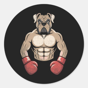 Boxer Dog Boxing Gloves Pet Dogs Boxers Men Women  Classic Round Sticker