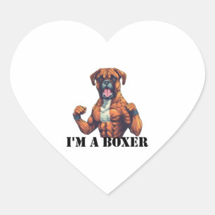 Boxer Dog Boxing I'm a Boxer (black text) Heart Sticker