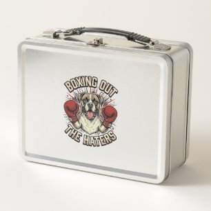 Boxer Dog Boxing Out The Haters Funny T-Shirt Desi Metal Lunch Box