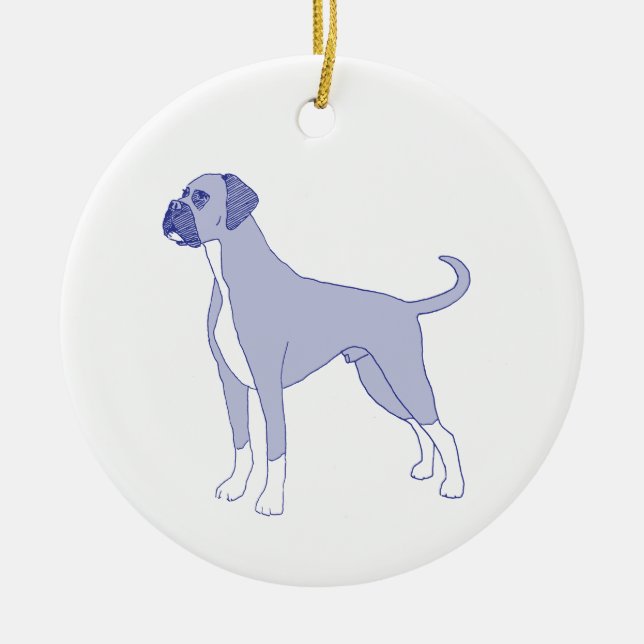 Boxer dog breed ceramic tree decoration (Front)