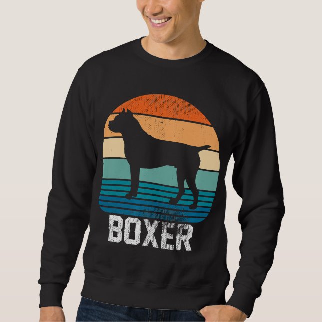 Boxer Dog Breed - Retro Rainbow Sunset Love Dog Sweatshirt (Front)