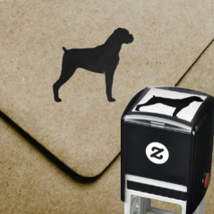 Boxer Dog Breed Silhouette with Natural Ears Self-inking Stamp